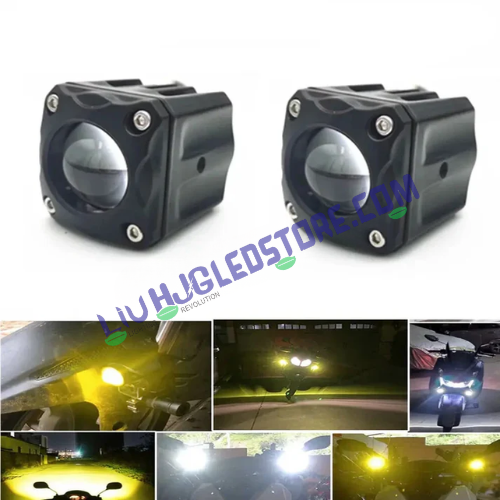 HJG Mini Cube Red Devil Fog Lights | 40W Set of 2 | 4000 Lumens | White 6000K, Yellow 3000K | Red DRL | IP68