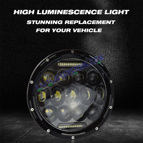 HJG 7-Inch Round LED Headlight with Dual Color Halo (White/Yellow) 75W | Universal Fit for Royal Enfield, Jeep & Harley Davidson (Model 231042)