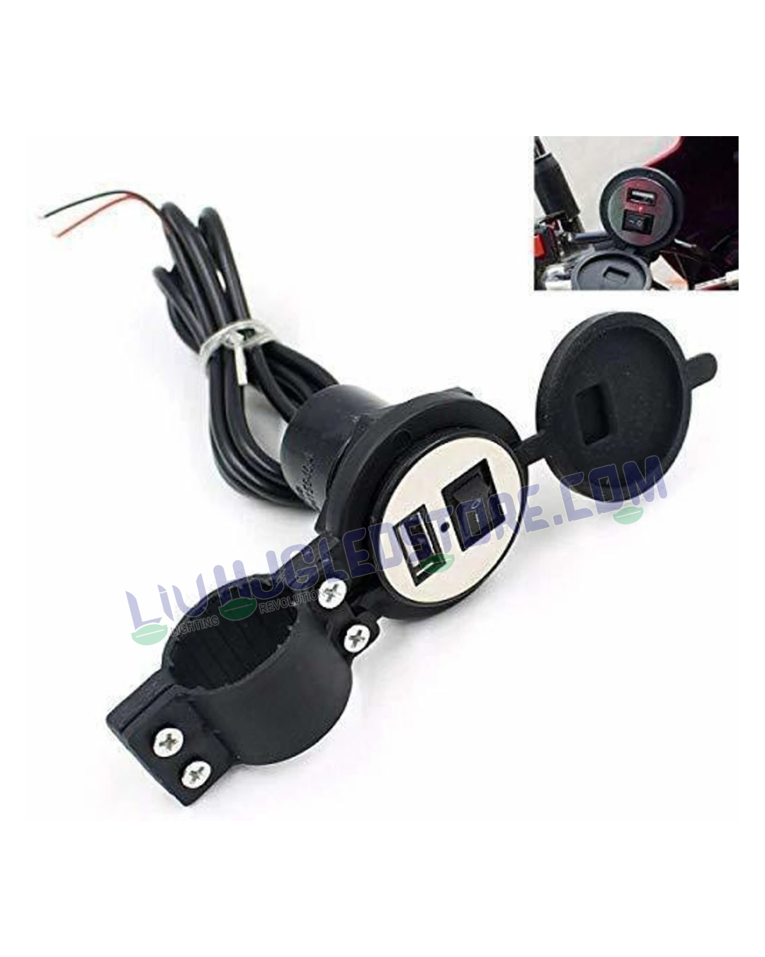 HJG Waterproof Motorcycle USB Fast Charger – Handlebar Mounted 12V to 5V 1.5A USB Charging Adapter for Bikes & Two-Wheelers