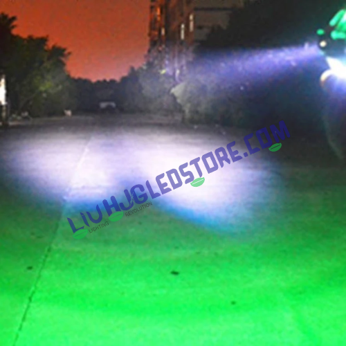 HJG Projector LED Fog Light with Blue Angel Eyes DRL – Universal Bike Headlamp (Single Piece)