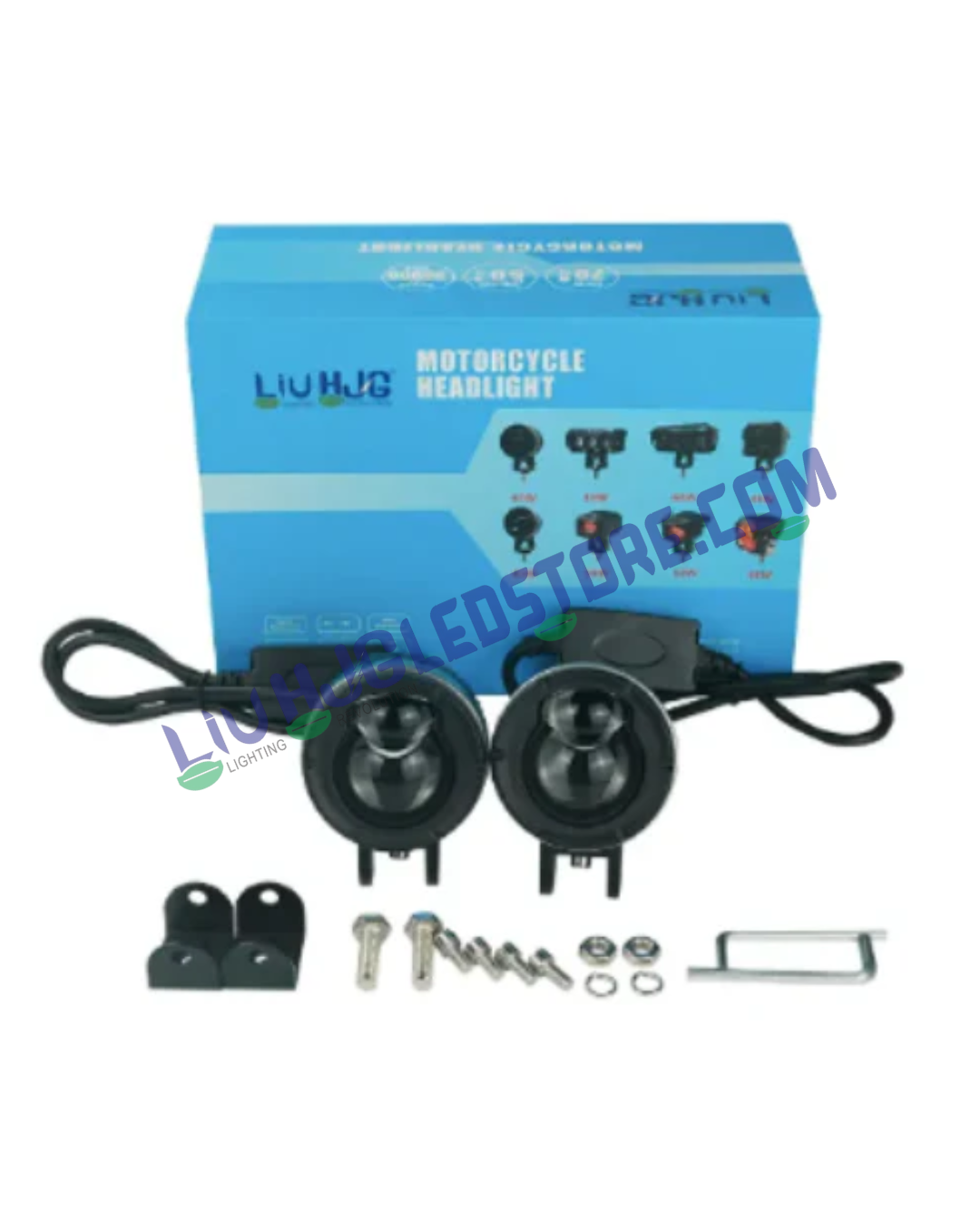 HJG P49 Dual Lens 120W LED Fog Lights with Power Adapter – Dual Color White & Yellow Driving Lights for Cars & Bikes (Set of 2)