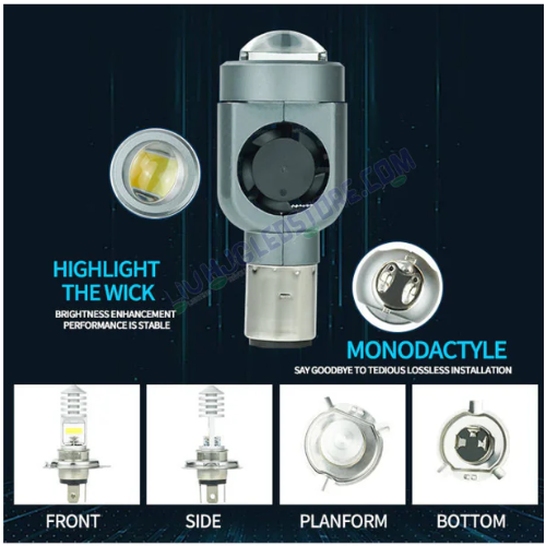 LIU HJG Dual Color Motorcycle LED Headlight Bulb (Yellow & White) with H4 Base | 12V–36V, 30W–50W, Single Piece