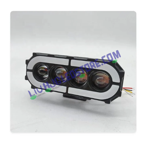 HJG Future Eyes 4 Lens RGB DRL Fog Lights 120W (Set of 2) – Animated Multi-Color DRL with White Beam for Bikes & Cars
