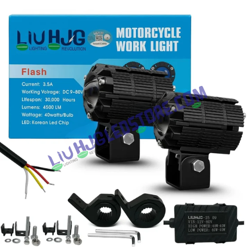 HJG CNC Mini Drive V7 80W Projector Fog Lights with Canbus & Red DRL – White/Yellow Dual Beam (Set of 2)