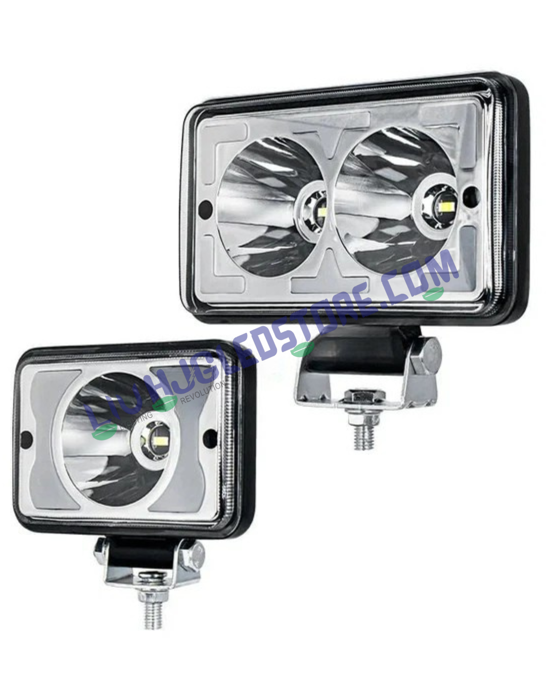 HJG W11 4x5 Inch Classic Square LED Fog Light – Dual Color (White/Yellow) with White & Amber DRL, Ultra Wide Beam for Cars & Bikes