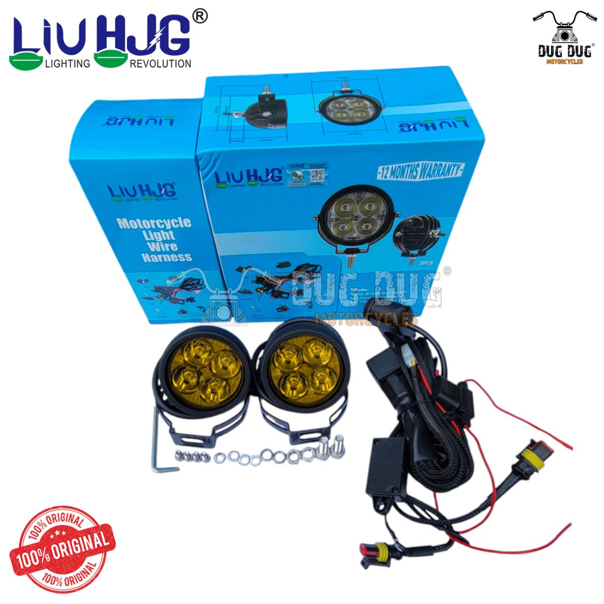 LIU HJG Fog Lights 80W – LIU HJG 4 LED Fog Lamps with Yellow Covers & Wiring Harness