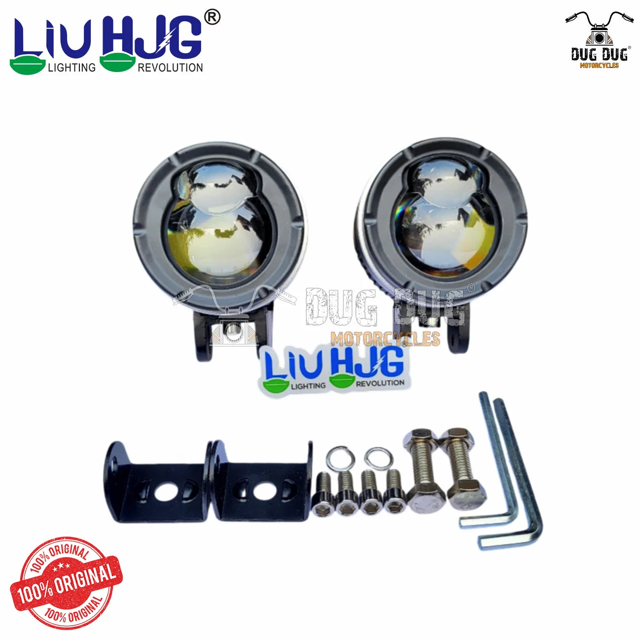 LIU HJG 124 Fog Lights 120W | Ultra-Bright Motorcycle LED Fog Lights | Dual Color Yellow & White Beam | Waterproof Off-Road Auxiliary Lights