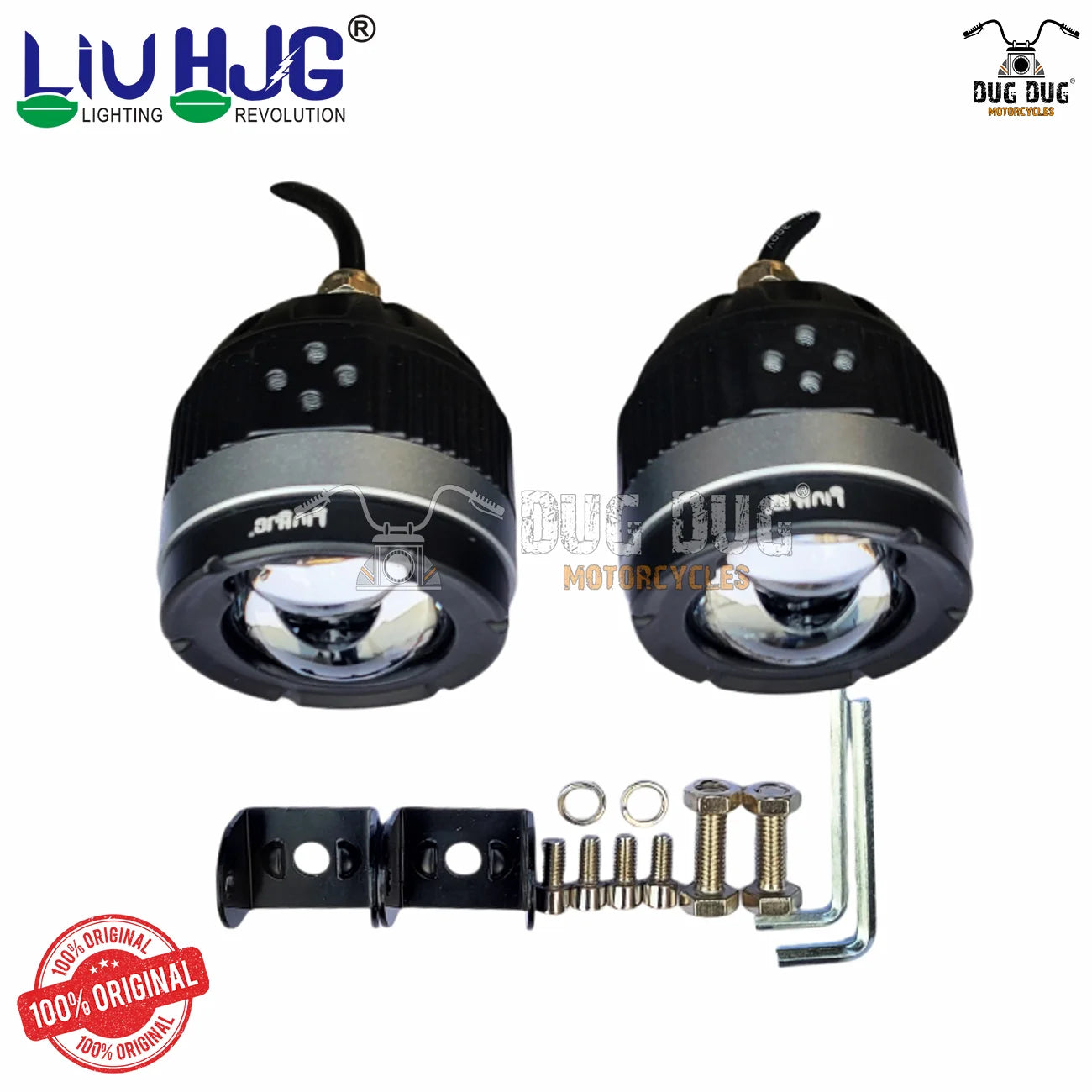 LIU HJG 124 Fog Lights 120W | Ultra-Bright Motorcycle LED Fog Lights | Dual Color Yellow & White Beam | Waterproof Off-Road Auxiliary Lights