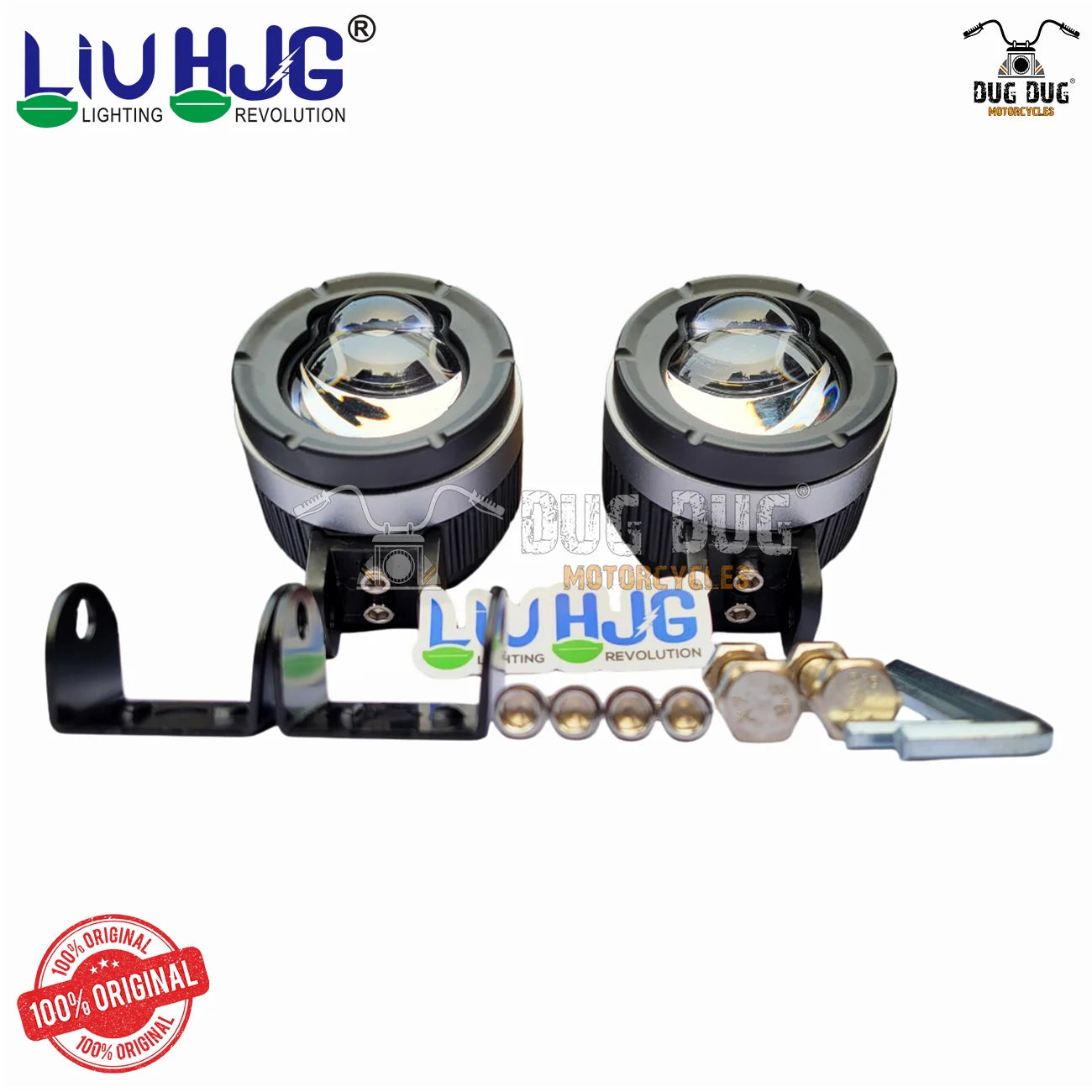 LIU HJG 124 Fog Lights 120W | Ultra-Bright Motorcycle LED Fog Lights | Dual Color Yellow & White Beam | Waterproof Off-Road Auxiliary Lights