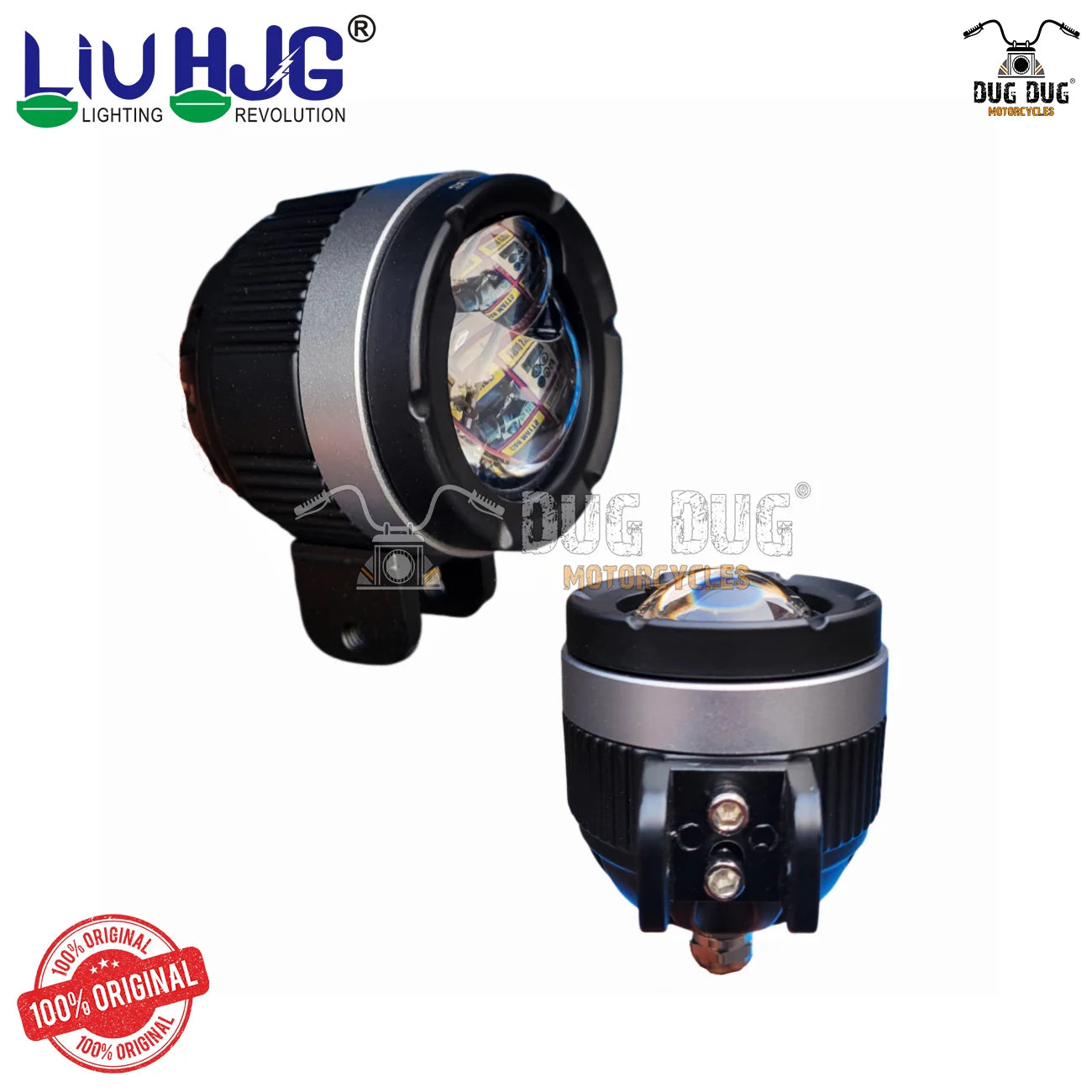 LIU HJG 124 Fog Lights 120W | Ultra-Bright Motorcycle LED Fog Lights | Dual Color Yellow & White Beam | Waterproof Off-Road Auxiliary Lights