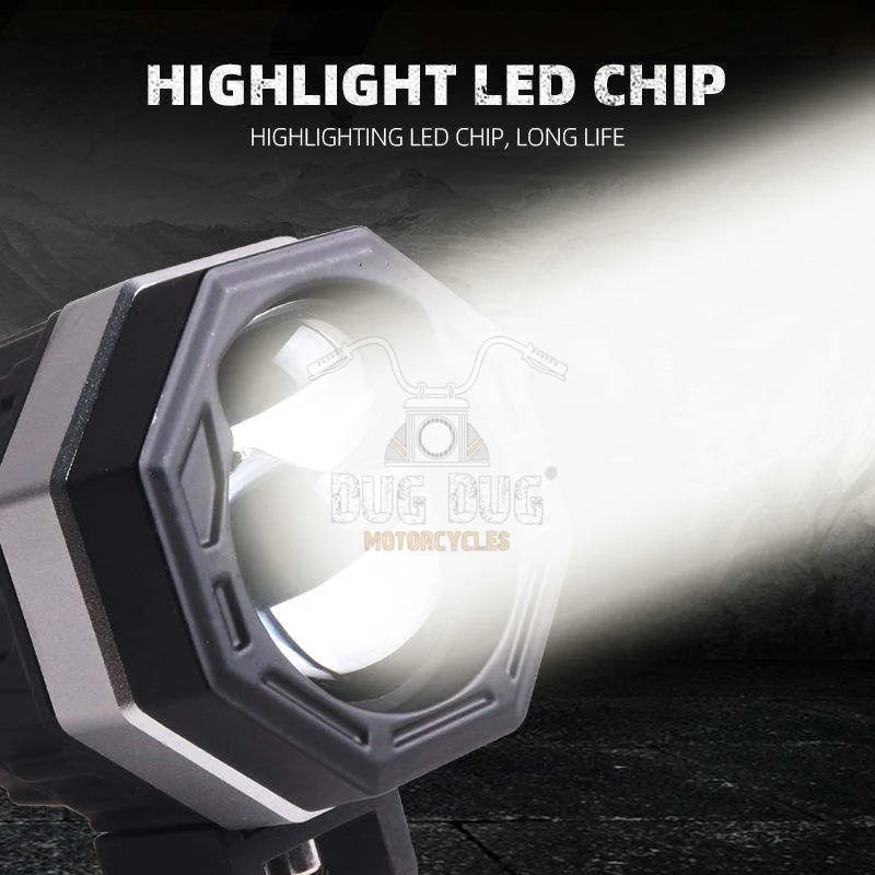 LIU HJG 125 Fog Lights 120W | Ultra-Bright Motorcycle LED Fog Lights | Dual Color Yellow & White Beam | Waterproof Off-Road Auxiliary Lights