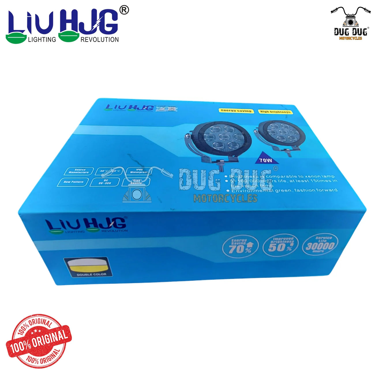 LIU HJG Fog Lights 140W | 7 LED Dual Beam Motorcycle LED Fog Lights with Yellow Cover | Super Bright Waterproof Auxiliary Lights