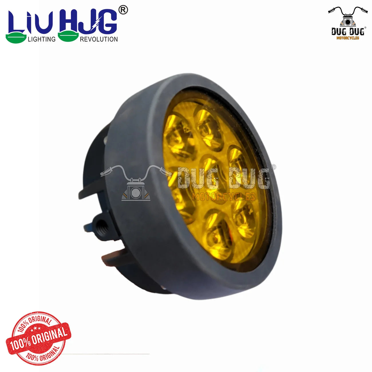 LIU HJG Fog Lights 140W | 7 LED Dual Beam Motorcycle LED Fog Lights with Yellow Cover | Super Bright Waterproof Auxiliary Lights