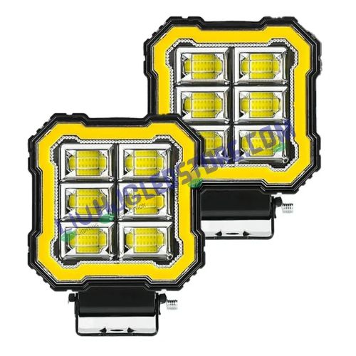 HJG M Series 3-Lens RGB DRL Projector Fog Lights 50W Set of 2, White Yellow Warm White for Bikes and Cars