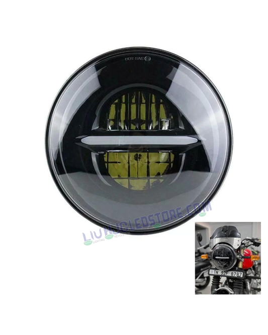 LIU HJG 7 Inch Minus LED Headlight for Royal Enfield 110 Watt