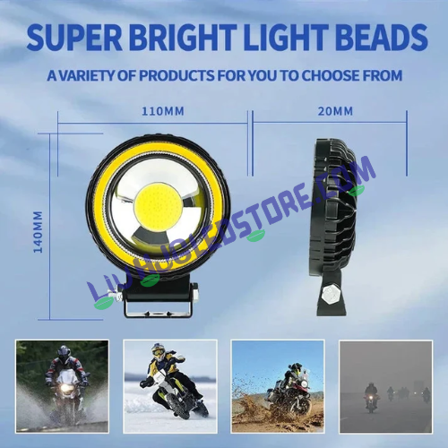 HJG Round LED Fog Lights 60W with Red DRL & Flash Mode – Universal for Bikes & Cars (Set of 2)