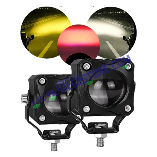 HJG Mini Cube Red Devil Fog Lights | 40W Set of 2 | 4000 Lumens | White 6000K, Yellow 3000K | Red DRL | IP68
