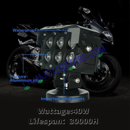 HJG Original Future Eyes 6 Lens 180W Mega Drive Fog Lights for Bike/Car/Thar/Jeep (Cool White, 90W Each) – Pack of 2
