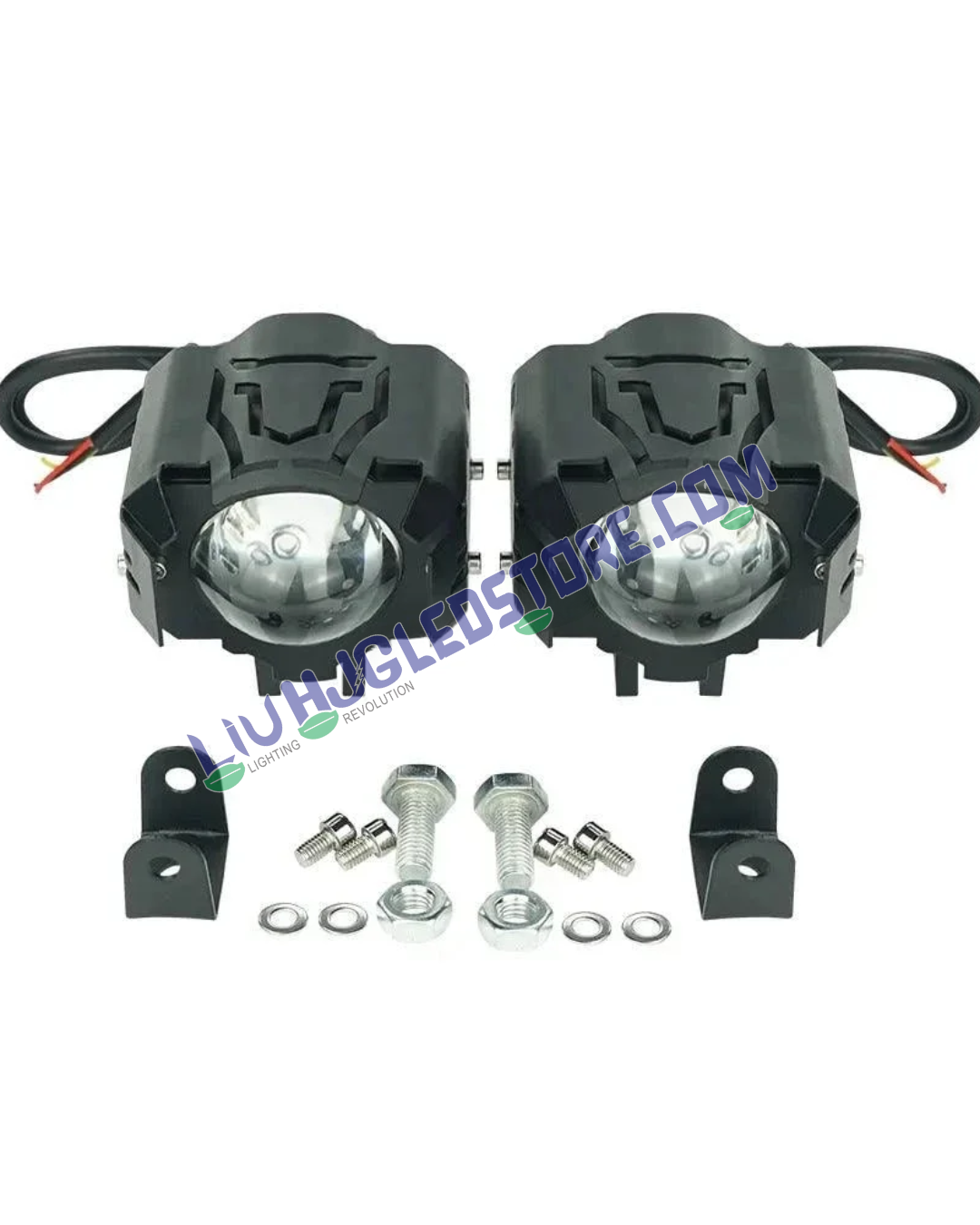 HJG M1 120W Mini LED Fog Lights | 6500K White CSP Driving Lamps for Bikes, Motorcycles, Cars (Set of 2)