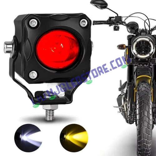 HJG Mini Cube Red Devil Fog Lights | 40W Set of 2 | 4000 Lumens | White 6000K, Yellow 3000K | Red DRL | IP68