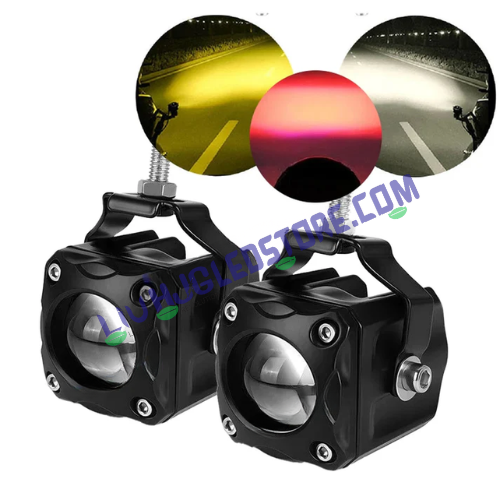 HJG Mini Cube Red Devil Fog Lights | 40W Set of 2 | 4000 Lumens | White 6000K, Yellow 3000K | Red DRL | IP68