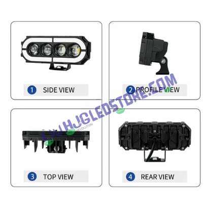 HJG 4-Lens RGB Ring Projector Fog Lights | 120W Set of 2 | White, Yellow and Warm White | Multi-Colour RGB DRL | for Bikes and Cars