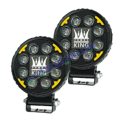 HJG KING 8 LED Round Fog Lights 60W with Red DRL & Flash Mode – High-Performance Universal Lights for Bikes & Cars (Set of 2)