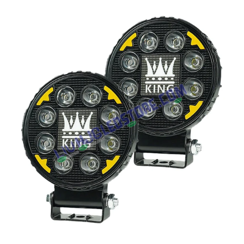 HJG KING 8 LED Round Fog Lights 60W with Red DRL & Flash Mode – High-Performance Universal Lights for Bikes & Cars (Set of 2)