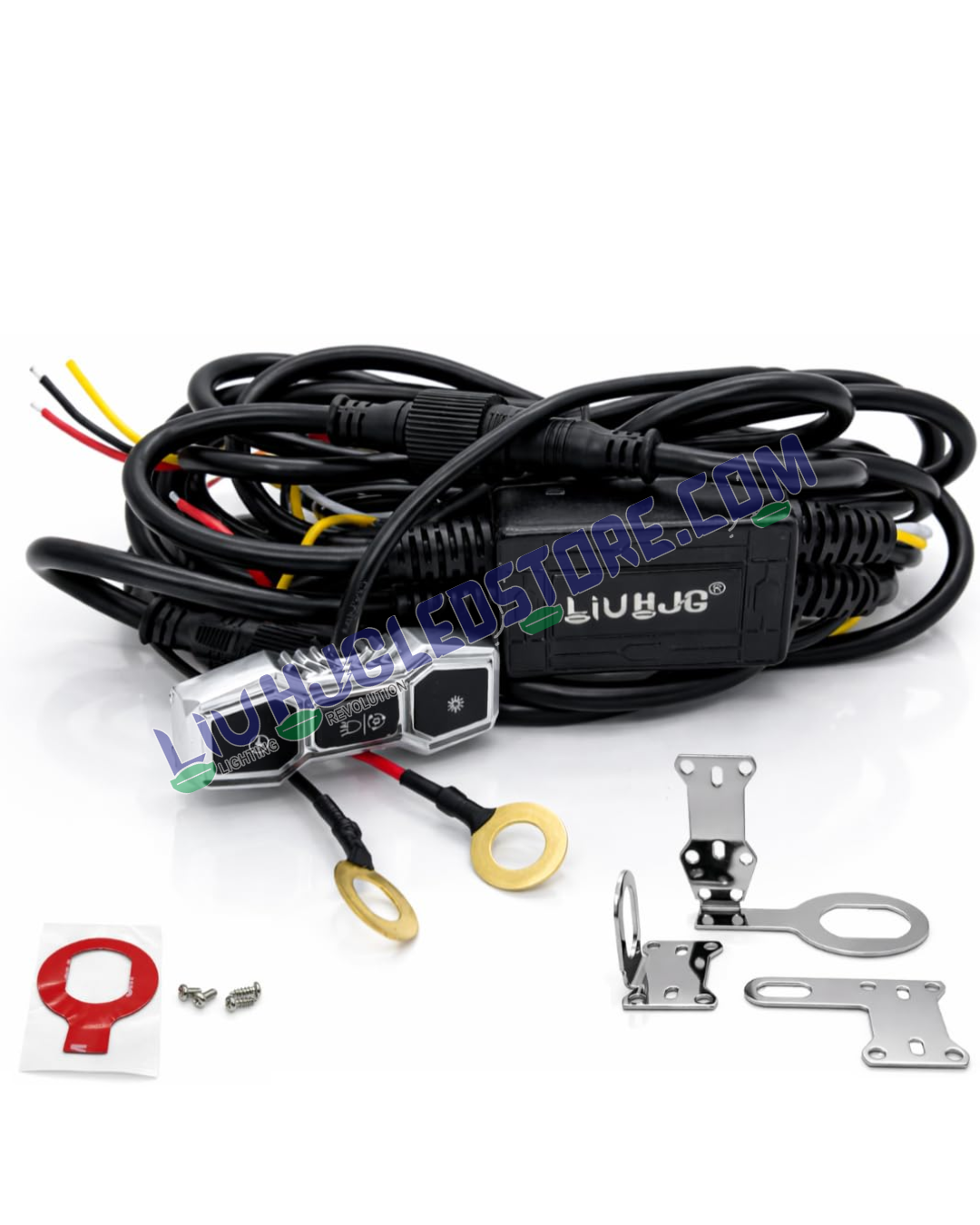 HJG 3 Pin Premium Copper Wiring Harness Kit (3.4 Meter) with Heavy-Duty Metal Switch & Couplers – 3 Wire Fog Light Harness with Canbus Support