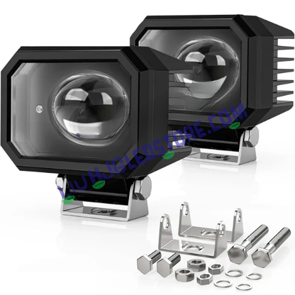 HJG 4-Inch Cube Pod LED Fog Lights | 120W Set of 2 | 60W Each | 12000 Lumens | Dual Colour 3000K and 6500K | IP68 Waterproof | 9V-32V DC