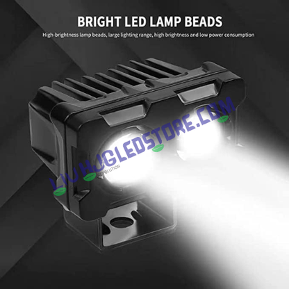 HJG Dual Shot 2 LED Fog Lights – 80W (2x40W) Cool White Auxiliary Driving Lights for Bike, Car, Thar & Jeep (Pack of 2)