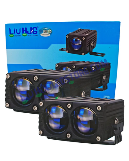 HJG Blaze Dual Lens Waymaker Pro 160W LED Fog Lights with Laser Spot & Wide Beam, Red DRL/White/Yellow Modes, 3000K–6500K Universal for Cars & Bikes (Set of 2)