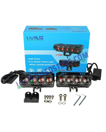 HJG Future Eyes 4 Lens 120W MEGA DRIVE LED Fog Lights – High-Performance Auxiliary Lights for Bikes, Cars, Thar & Jeep (Cool White, Pack of 2)