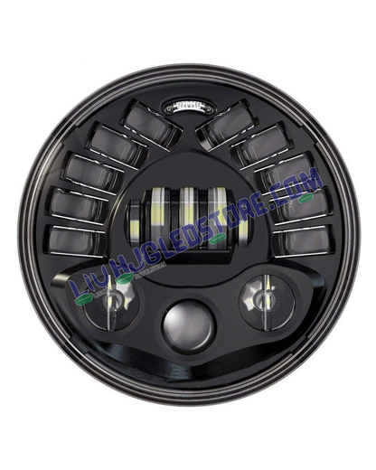 HJG 7-Inch Round LED Headlight with Hi/Low Beam & Integrated Turn Signals for Royal Enfield Bullet and Mahindra Thar