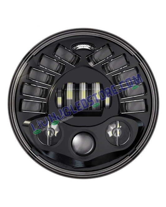 HJG 7-Inch Round LED Headlight with Hi/Low Beam & Integrated Turn Signals for Royal Enfield Bullet and Mahindra Thar
