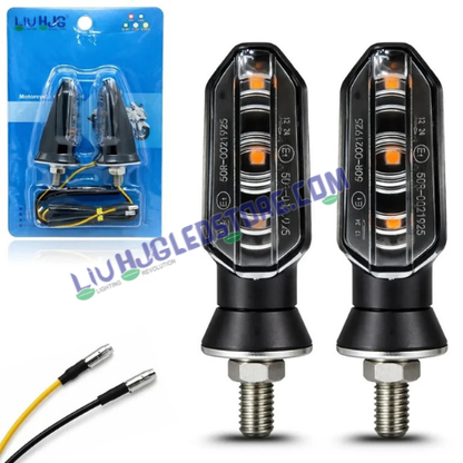 HJG 3-LED Mini Yellow Motorcycle Indicators | Waterproof Flexible LED Turn Signal Lights | Compact Universal Bike Blinker | ABS Housing | Pack of 2
