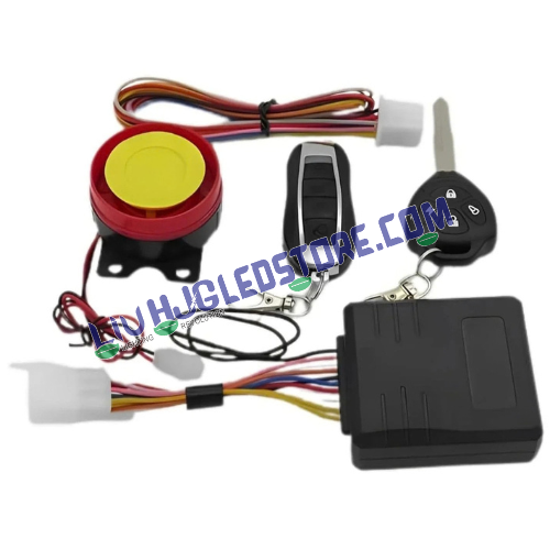 HJG Keyless Push-Button Motorcycle Alarm System | 125dB Siren, Flashing Light & Anti-Theft Security | Remote Keyless Start/Stop, Engine Immobiliser | Universal Bike & Scooter Alarm Kit