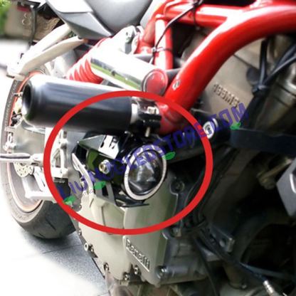 HJG Projector LED Fog Light with Blue Angel Eyes DRL – Universal Bike Headlamp (Single Piece)