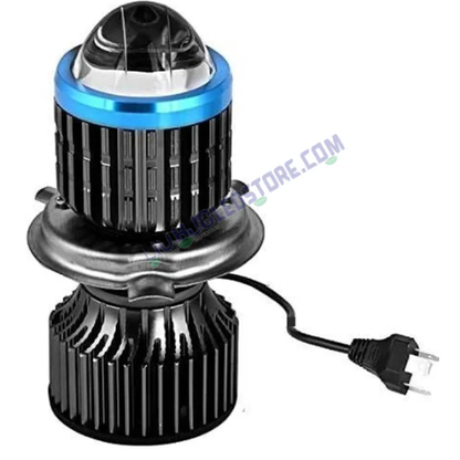 HJG H4 LED Headlight Bulb with White & Yellow Lens – 50W Dual Beam (High/Low) Metallic Body for Motorcycles, Cars & SUVs – H4 Type