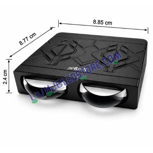 LIU HJG S102 65W Dual Lens LED Fog Light Pair – White/Yellow Beam, Red Devil Eye Halo & Turbo Fan