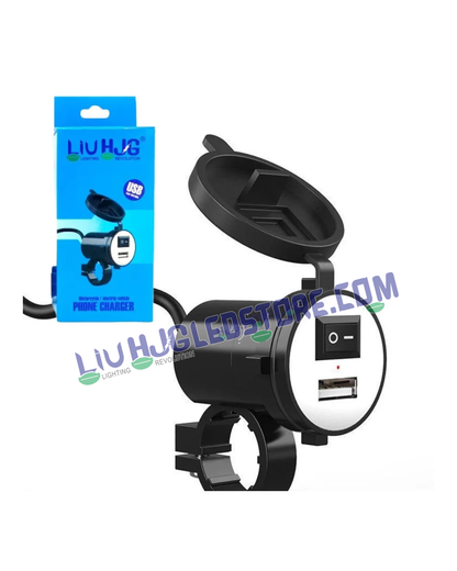 HJG Waterproof Motorcycle USB Fast Charger – Handlebar Mounted 12V to 5V 1.5A USB Charging Adapter for Bikes & Two-Wheelers