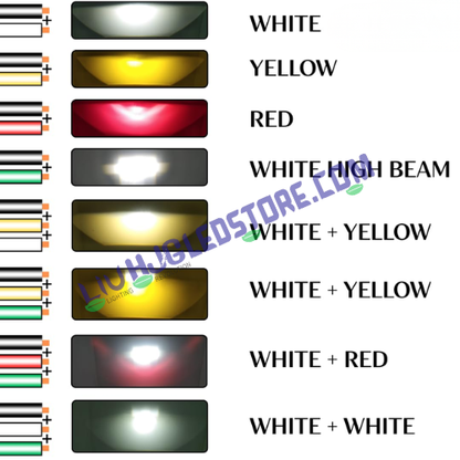 HJG Terminator 1 100W Projector Fog Light with Laser Spot & Wide Beam – Multi-Color (White, Yellow, Warm White) with Red DRL, Dual Intensity LED, Universal Fit for Cars & Bikes