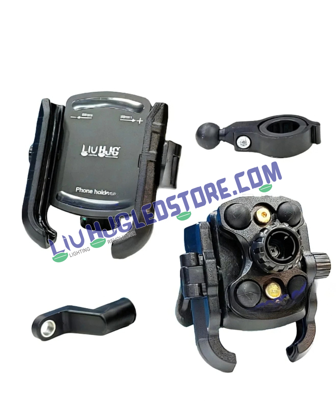 HJG Pro 7578 Compact Anti-Vibration Bike Mobile Holder | Shockproof Jaw Grip with 4-Point Damper, 360° Rotation & Anti-Theft Lock | Universal Handlebar & Mirror Mount for 4.7–7.2 Inch Phones
