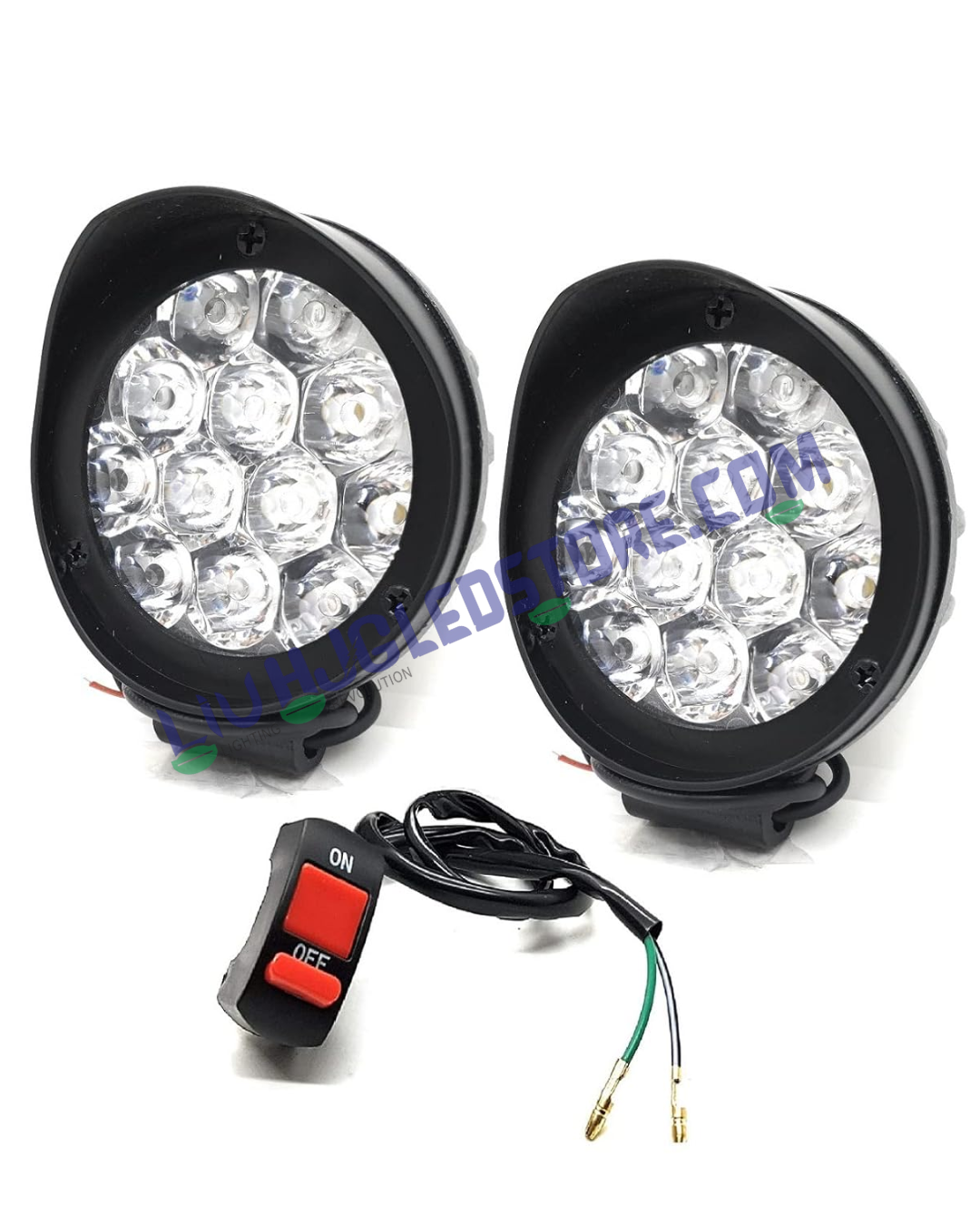 HJG 12 LED Cap Fog Lights for Bikes & Cars – 27W High-Intensity White Beam with Switch (Set of 2)