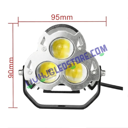 HJG G15 Dragon 30W Triple Lens Fog Light | Multi Mode White Yellow Warm White Flash Hi Lo Beam for Bikes, Cars (Single Piece)