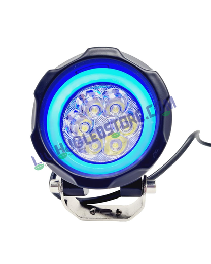 HJG 6 LED Round COB Fog Light (Blue) 40W, 12–80V DC – Universal Fit for Cars & Bikes (Single Piece)
