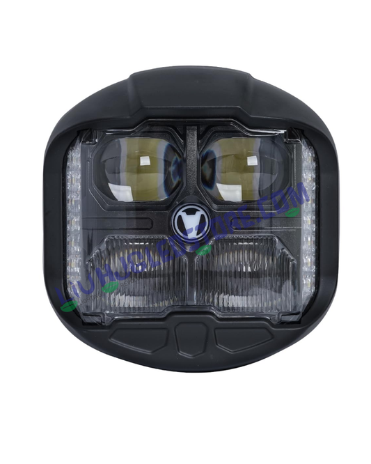 HJG GodsEye 4 LED 120W 7-Inch Off-Road Headlight with Red DRL – Multi-Mode LED Fog & Spot Light for Bikes, Jeeps & Cars (Single Unit)
