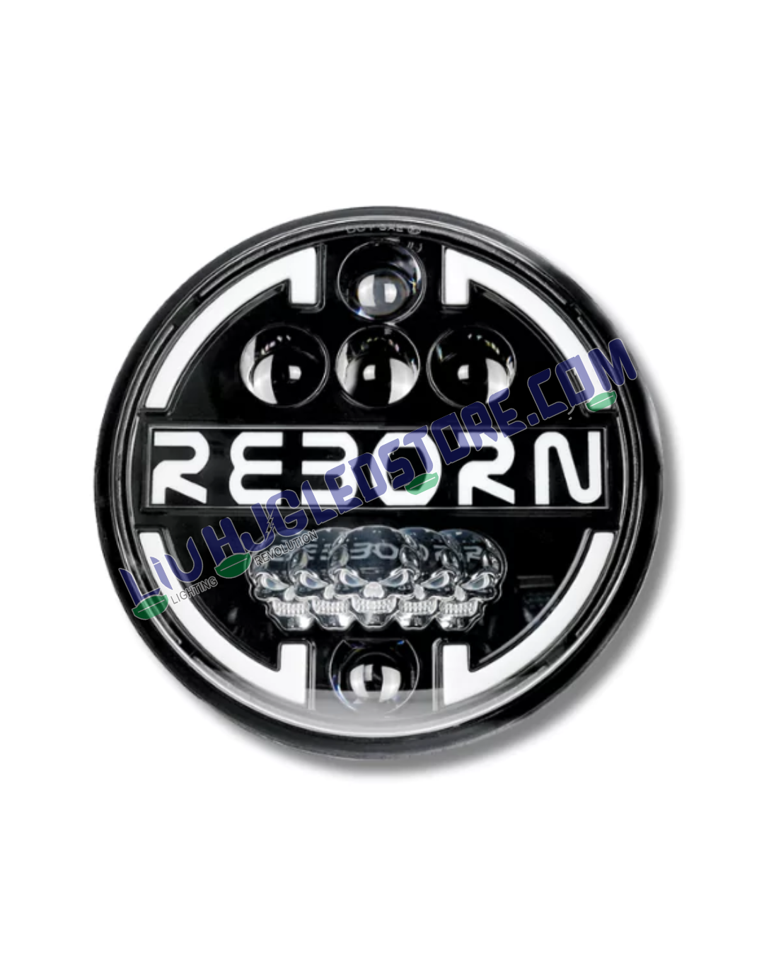 HJG Reborn 7-Inch 90W Round LED Headlight | White and Amber Dual Halo DRL | H4 3-Pin | Royal Enfield, Thar, Jeep and Harley Davidson