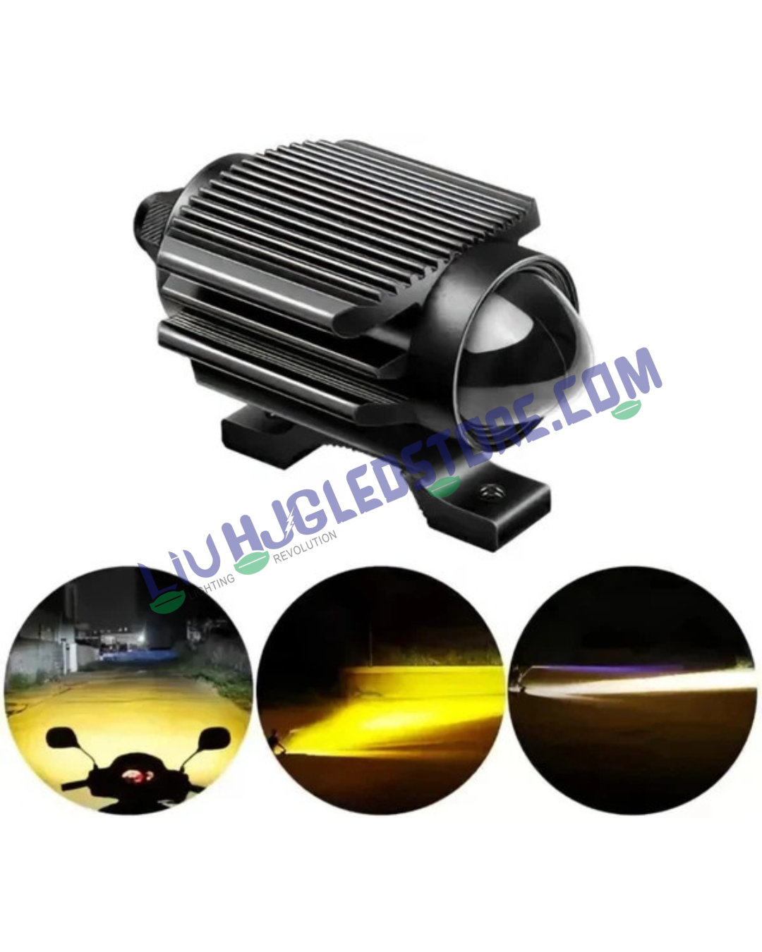HJG Mini Devil Fly 80W Fog Light Set with Red DRL – Multi-Color LED (Red, Yellow, White) Auxiliary Lights, Pack of 2