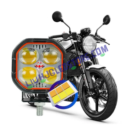 HJG 4x4 Quad Projector LED Fog Light | 40W Single Unit | White and Yellow Dual Beam | Red Devil Eye DRL | 6000K | for Bikes and Cars